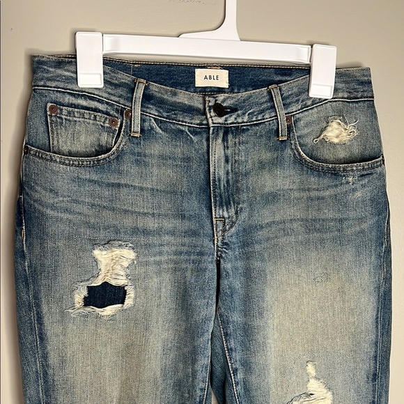 Able Blue Distressed Denim The Slouch Jeans 26 - Picture 3 of 11